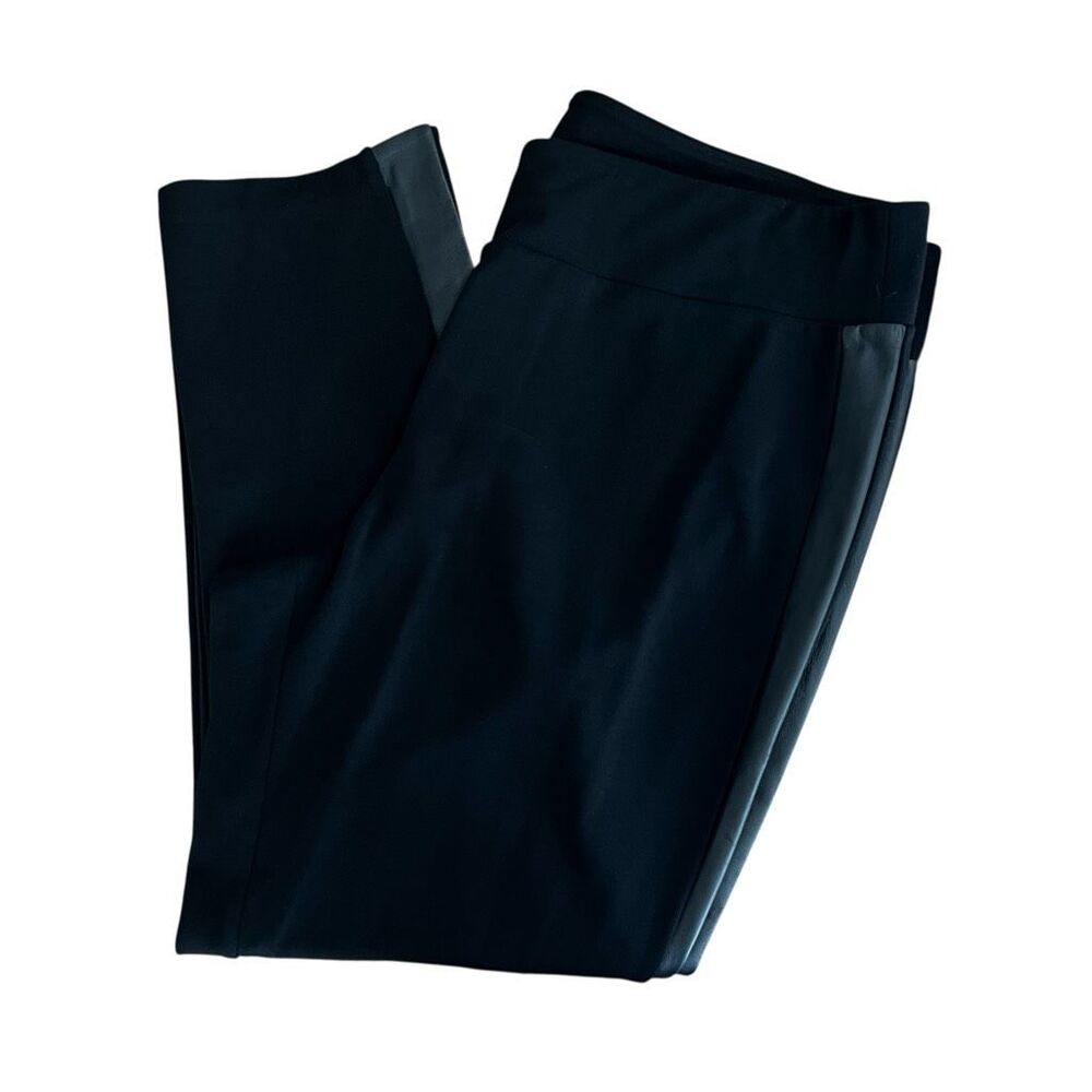 Eileen Fisher Woman 2X Ponte Pants Leather Trim Ankle Slit